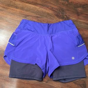 Athleta Royal Blue/Black cycling shorts Size Small